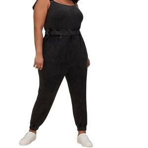 torrid Black Mineral Wash Jersey Tie Strap Jumpsuit 5X